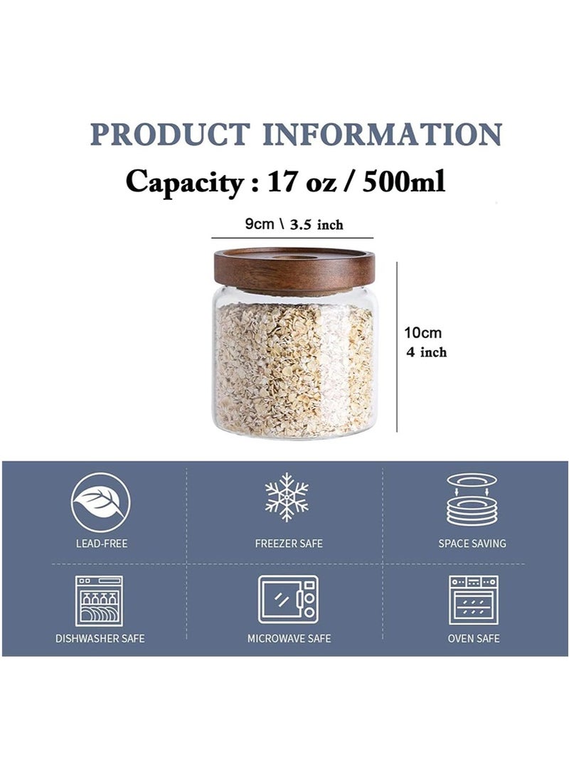 VUCATIN 3Pcs 500ml Glass Storage Jar with Wooden Lid Airtight Fresh-keeping Storage Container for Coffee, Tea, Grains - Image 3