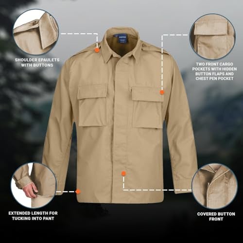 Propper Men's BDU Shirt Sleeve, Khaki, X-Large Long - Image 4