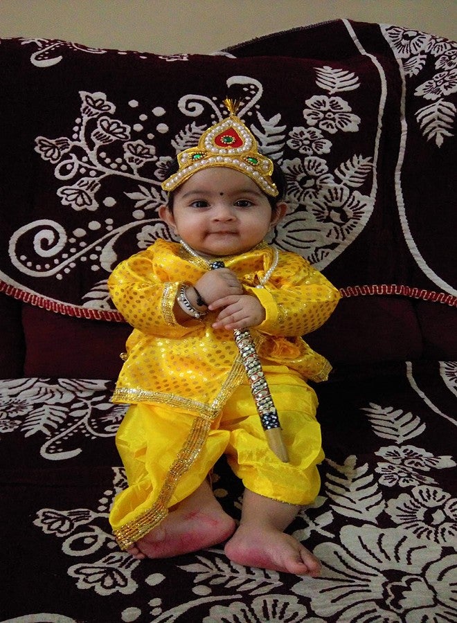 Salvus APP SOLUTIONS Adorable Janmashtami Laduu Gopal Dress Costume: Perfect Attire for Celebrating Lord Krishna's Appearance (Yellow_1-2 Year) - Image 3