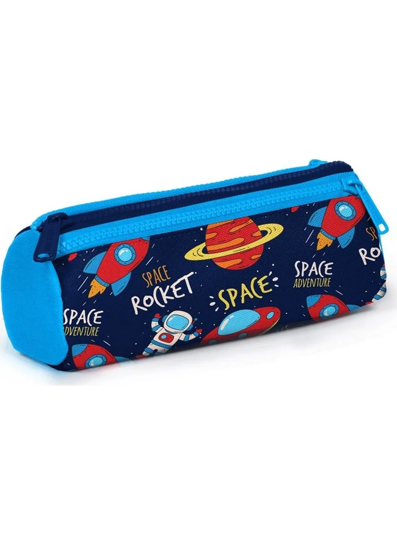 CORAL HIGH Kids Navy Blue Space Pattern Three Compartment Pencil Bag 22320