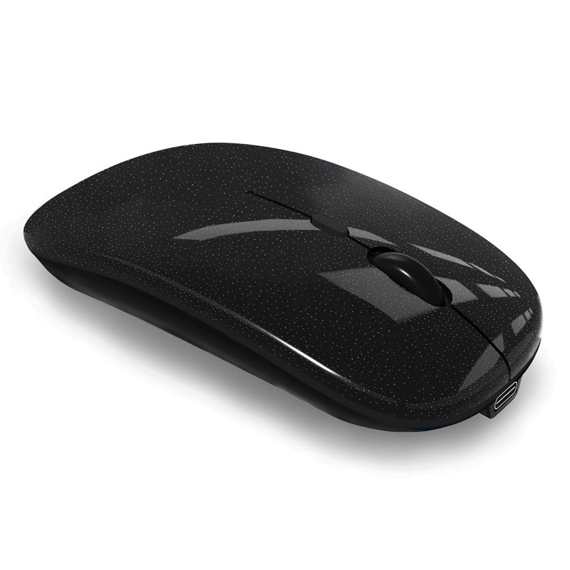WREANU Wireless Bluetooth Mouse Rechargeable Laptop Mice Silent Slim Use(Bluetooth5.2 and Portable 2.4GHz USB Receiver)Dual Mode Computer Mouse for Laptop/iPad/Tablet/Apple/Computer/Mac(Bright Black) - Image 1