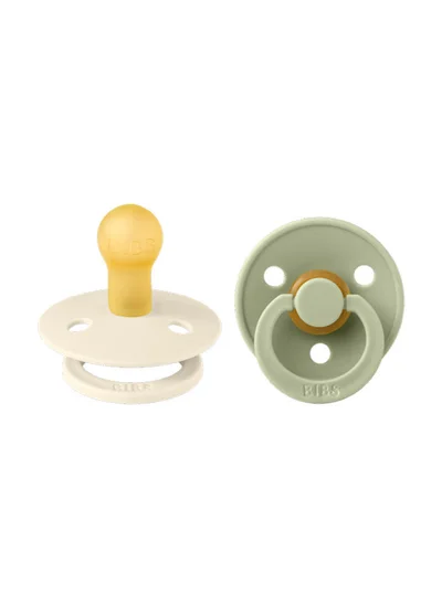 BIBS Pack of 2 Colour Pacifier Latex S1 - Ivory And Sage