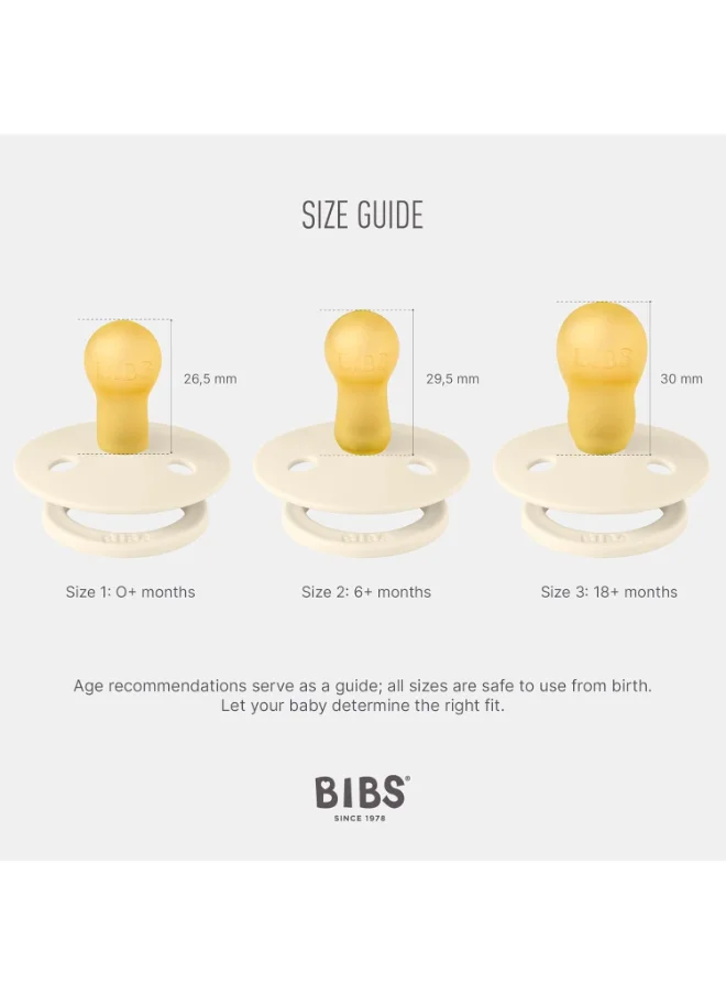 BIBS Pack of 2 Colour Pacifier Latex S1 - Ivory And Sage