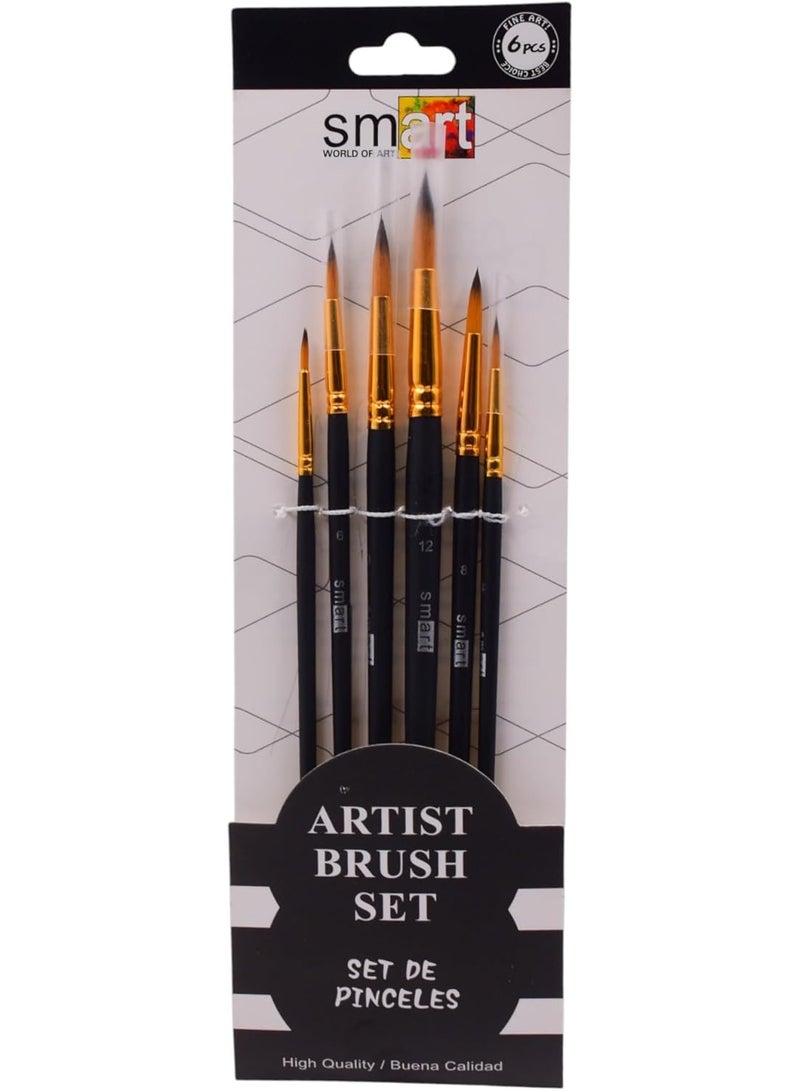 Smart Professional Round Fine Line Brush Set, 6 Pieces - Image 1