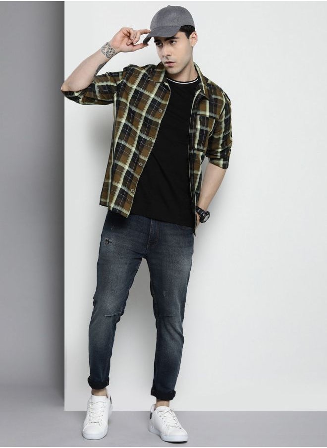 The Indian Garage Co Men Regular Fit Checkered Full Sleeves Cutaway Collar Casual Over Shirt  - Image 5
