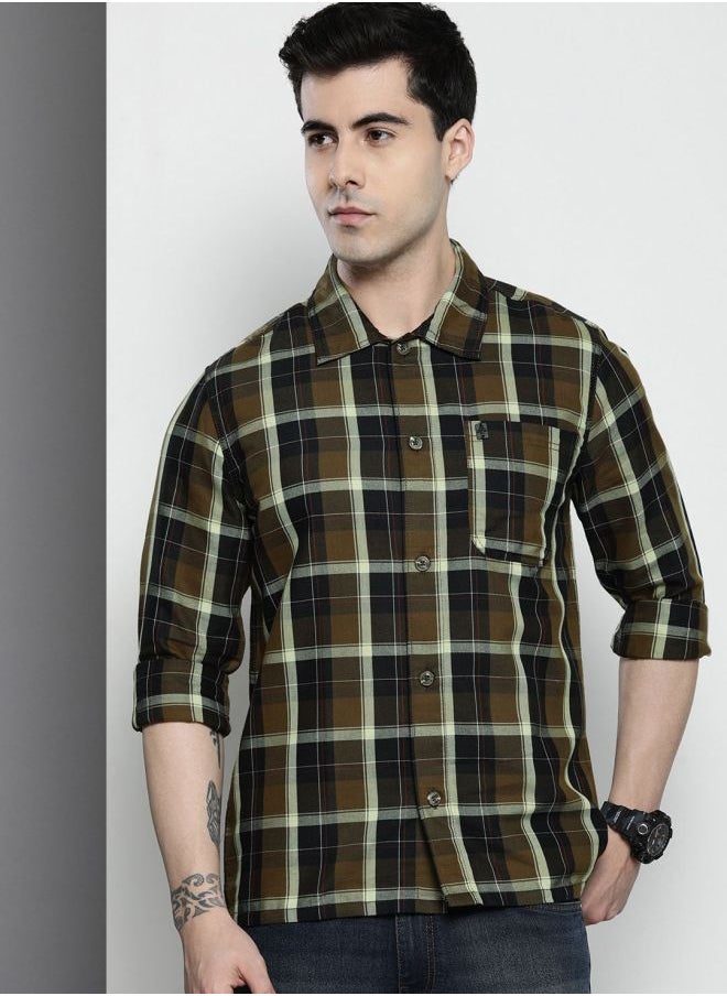 The Indian Garage Co Men Regular Fit Checkered Full Sleeves Cutaway Collar Casual Over Shirt  - Image 2