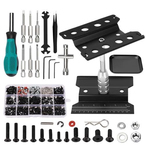 Kimapeso RC Car Repair Work Stand 532 PCS RC Repair Tool Screws Set Kit 360 Degree Rotation RC Repair Station Screwdrivers Screws Pallet Kit for 18 110 112 116 118 RC Crawler Truck Buggy Tool Set - Image 1
