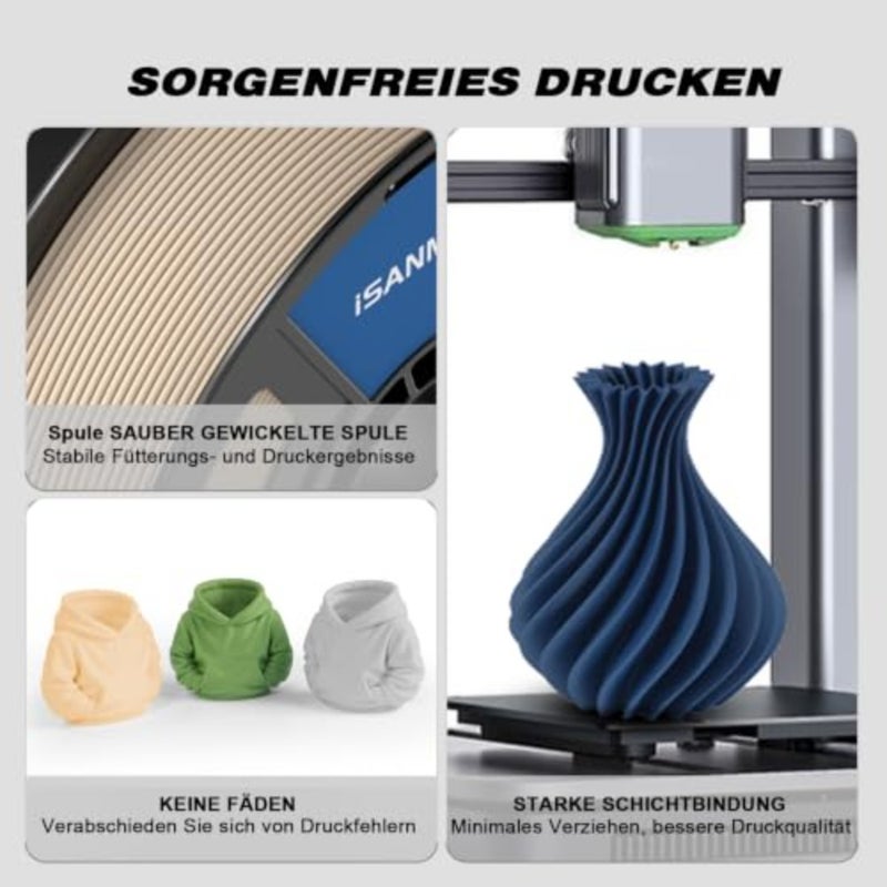 Matte PLA Filament 1.75 mm, 1 kg 2.2 lbs Spool Premium 3D Printer Filament, PLA Matte Blue Filament for Bambu Lab 3D Printer, AMS, AMS Lite, Dimensional Accuracy +/- 0.02 mm - Image 5