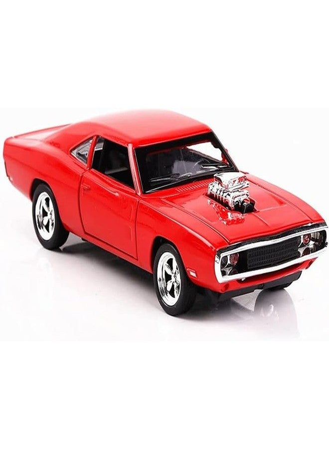 AHBHT Kids Model 1:32 Fast & Furious 7 Die Cast Metal Car Pull Back Action Opening Doors with Realistic Engine Sound Lights Toy Car Gift for Boys - Red - Image 1