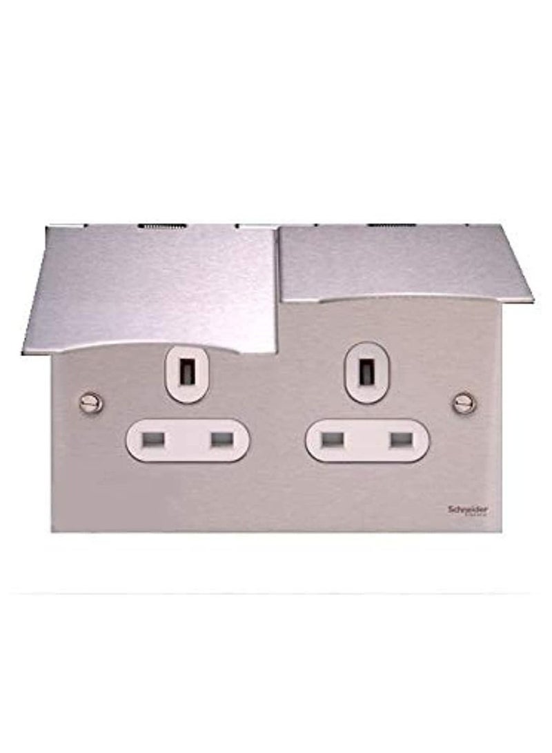 شنايدر إلكتريك GU3252WSS لوحة مسطحة 13A مقبس أرضي مزدوج (88 × 148 مم)