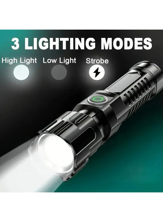 Black LED Super Bright Tactical Flashlight 3 Modes Telescopic Zoom Portable Camping Outdoor Hiking Emergency - Image 3
