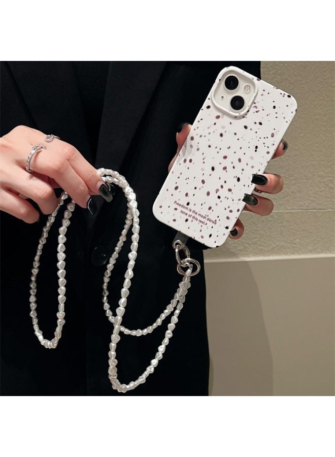 حبل هاتف عالمي، سلسلة هاتف مزينة بخرز لؤلئي غير منتظم، حزام كتف مضاد للسرقة قابل للفصل للنساء، يُرتدى حول الرقبة مع لاصقات متوافق مع آيفون ومعظم الهواتف الذكية - Image 3
