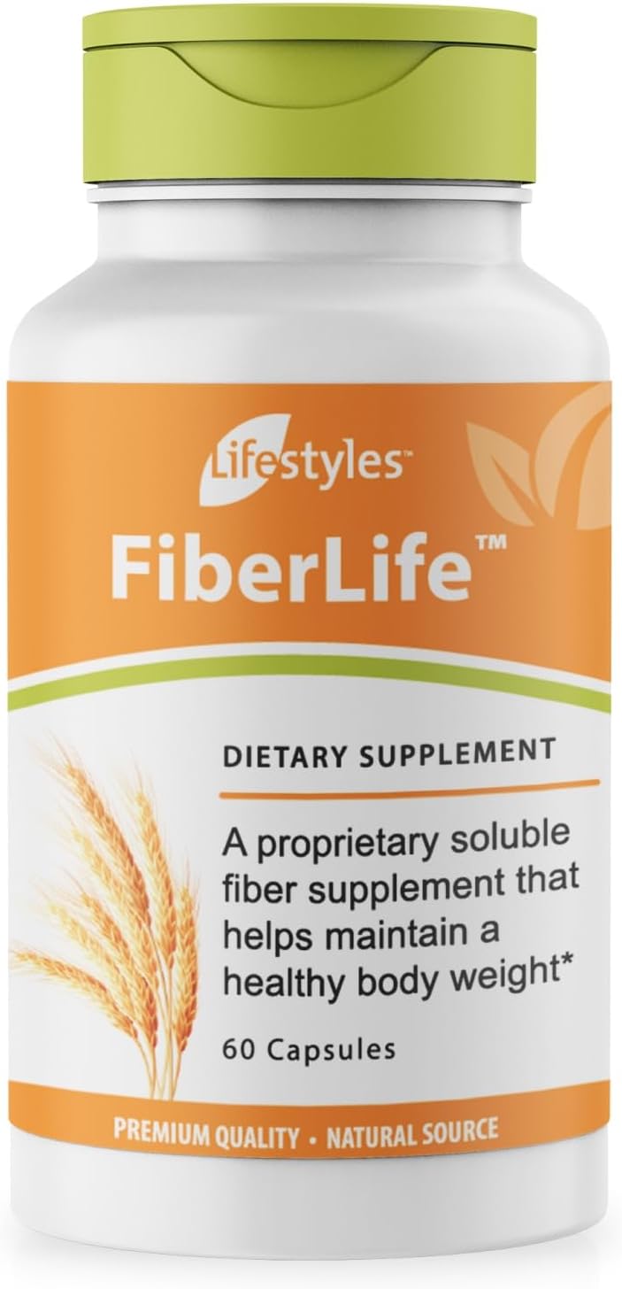 Intra Lifestyles FiberLife Supplement  Soluble Fiber for Digestive Health  Cholesterol Support with Konjac Guar Gum Xanthan Gum and Cinnamon  Made in Canada  60 Capsules - Image 1