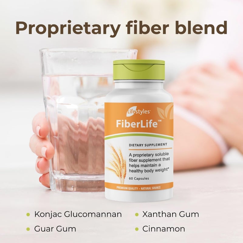 Intra Lifestyles FiberLife Supplement  Soluble Fiber for Digestive Health  Cholesterol Support with Konjac Guar Gum Xanthan Gum and Cinnamon  Made in Canada  60 Capsules - Image 3