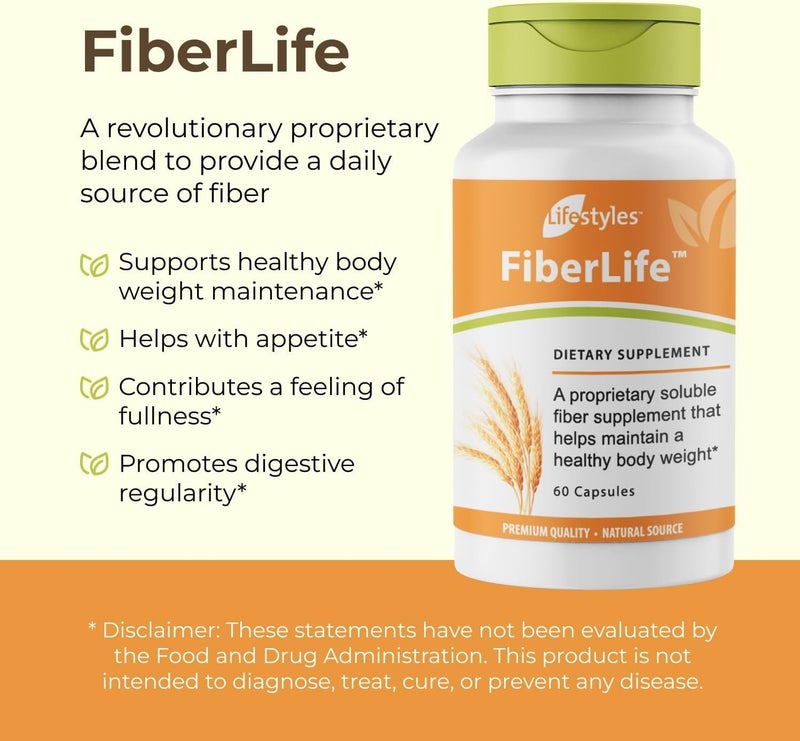 Intra Lifestyles FiberLife Supplement  Soluble Fiber for Digestive Health  Cholesterol Support with Konjac Guar Gum Xanthan Gum and Cinnamon  Made in Canada  60 Capsules - Image 2