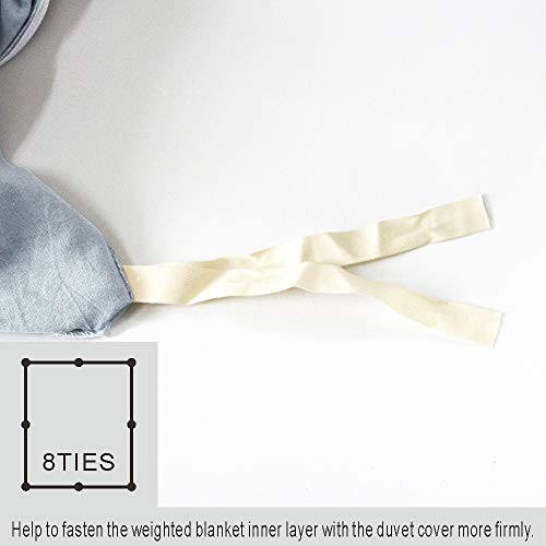 F.Y.Dreams 100% Washed Cotton Duvet Cover for Weighted Blanket 60x80 inches with 8 Ties, Zipper on Long Side/Light Blue/Just Duvet Cover - Image 3