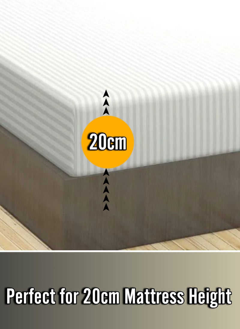 Blueberry White Striped Sheet Set Deep Pockets Machine Washable Soft Cotton180x200+20cm  - Image 2