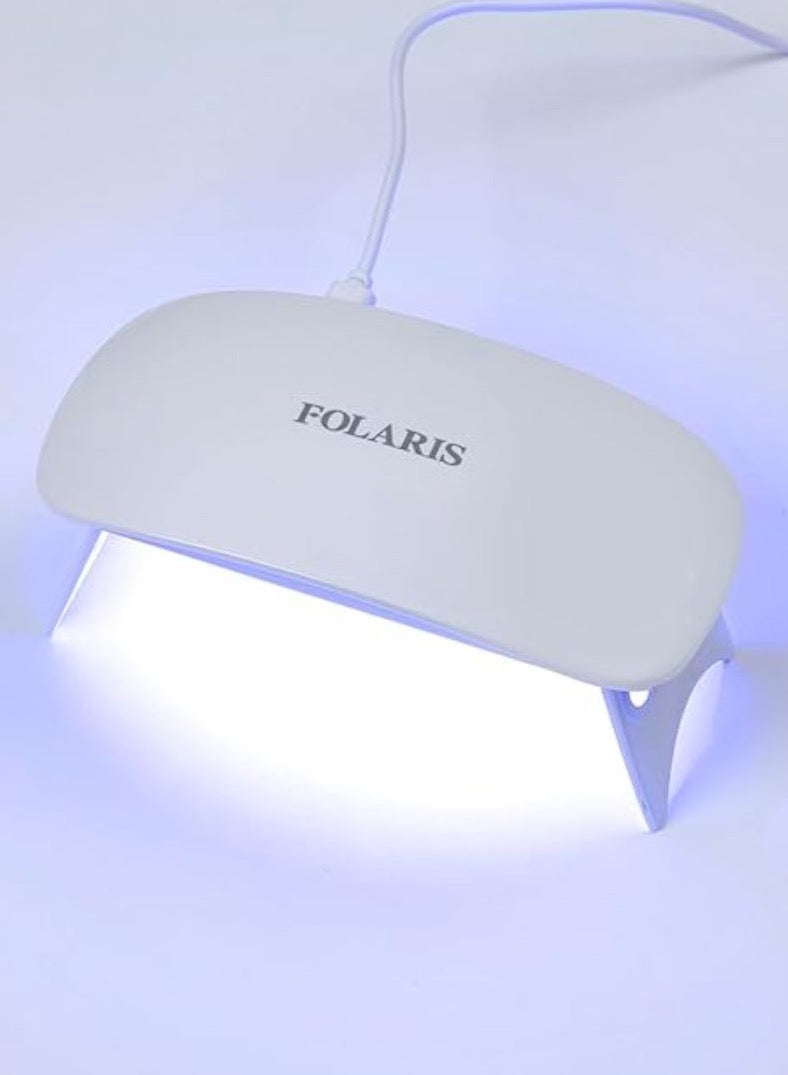 FOLARIS Mini UV LED Nail Lamp for Gel Polish, Portable Lightweight Quick-Dry Nail Curing Light for Manicure & Pedicure, USB Powered, Fits Purse Bag Pocket, Travel-Friendly (White)  - Image 2