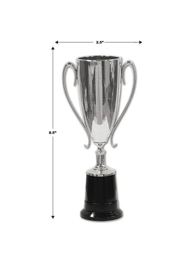Beistle Trophy Cup Award, 8.5", Silver/Black - Image 2