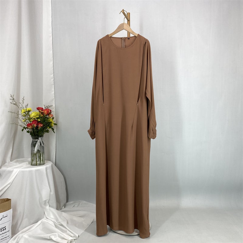 monica fashion Elegant Slim-Fit Front-Zip Muslim Nursing Dress - Image 1
