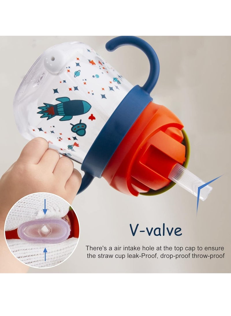 Gonice Sippy Cup for Baby, Sippy Cup for Baby 6-12 Months, Weighted Straw Non Spill Cup for Toddlers, Baby Straw Cup with Handles, Spill-Proof, Leak-Proof Soft Spout Cup 260ml, BPA Free (Blue) - Image 3
