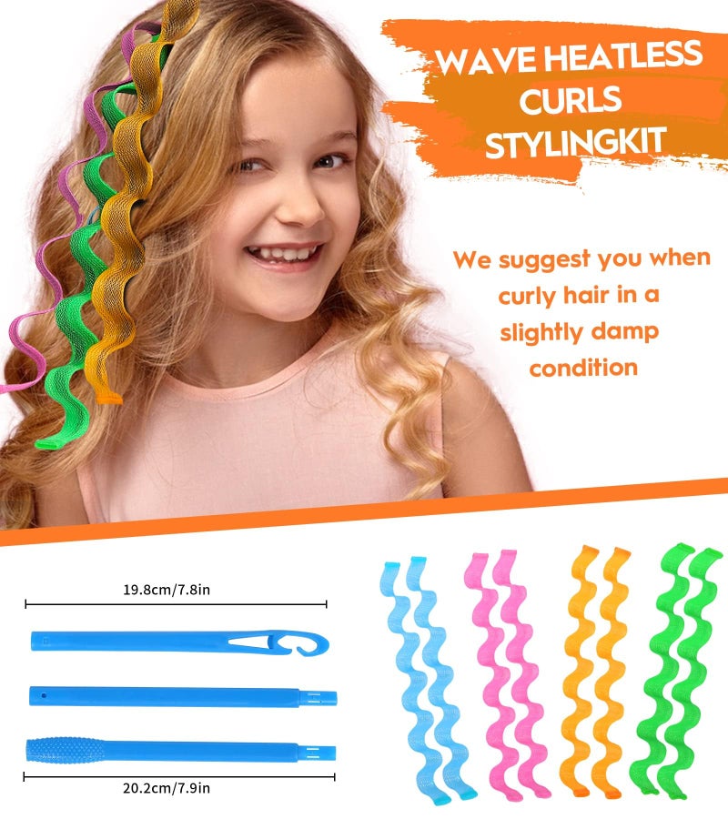 Yevyo 30 Pcs Heatless Hair Curlers Wave Curls Styling Kit With 2 Pcs Styling Hooks  No Heat Hair Curlers Heatless Wave Curlers For Women Girls Long Medium Short Hair (6 Colors  55 Cm/21.65 Inch) - Image 5