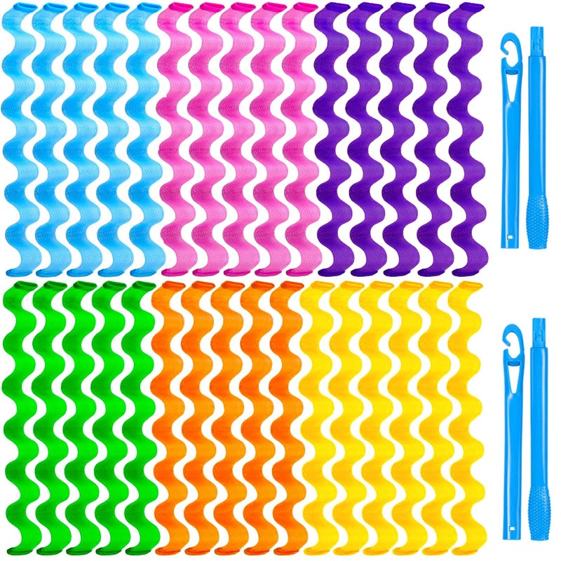 Yevyo 30 Pcs Heatless Hair Curlers Wave Curls Styling Kit With 2 Pcs Styling Hooks  No Heat Hair Curlers Heatless Wave Curlers For Women Girls Long Medium Short Hair (6 Colors  55 Cm/21.65 Inch) - Image 1