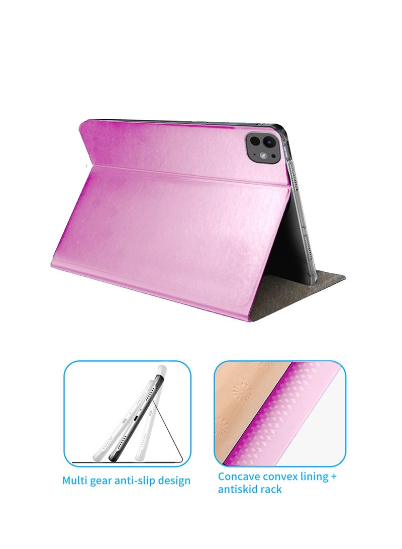 BYTER Apple iPad Pro 11 5G 2024 (5th Generation M4) 11 Inch / Apple iPad Pro 11-inch (M5) 2025 Classic PU Leather Trifold Stand Flip Case Cover - Light Pink - Image 2