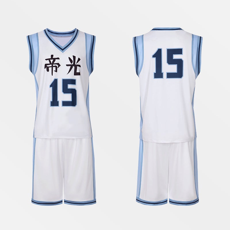 The new sunspot basketball cos clothing emperor light full cosplay clothing role animation play clothing jersey Kuroko tiaoguang no. 15 jersey
