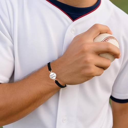 Sportybella Baseball Bracelet for Players and Fans, Adjustable Black Braided Cord with Silver Baseball Charm, Unisex Sports Jewelry, Gift for Teams, Coaches, Birthdays, End of Season, One Size Fits All - Image 5