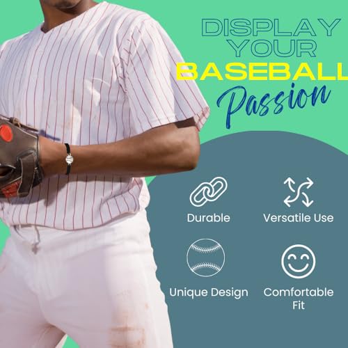Sportybella Baseball Bracelet for Players and Fans, Adjustable Black Braided Cord with Silver Baseball Charm, Unisex Sports Jewelry, Gift for Teams, Coaches, Birthdays, End of Season, One Size Fits All - Image 3
