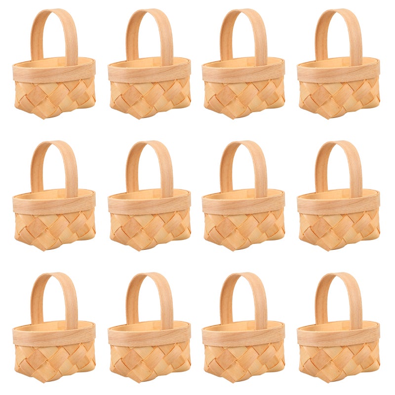 20Pcs Small Candy Baskets Mini Woven Baskets Chocolate Wrapping Baskets - Image 1