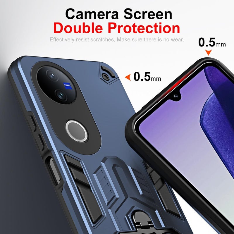 إيروريكس جراب هاتف هجين من البولي يوريثان الحراري بحلقة مزدوجة لهاتف vivo V50 5G / V50e 5G (أزرق محيطي) - Image 3