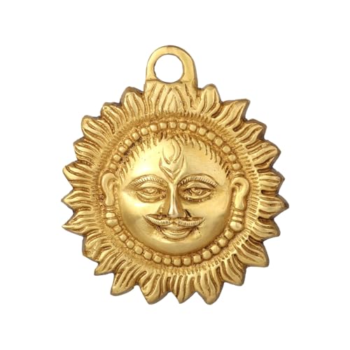Pick End Now Brass Sun Surya Face Idol Sculpture for Positivity at Home & Office | Product Dimensions - 4X0.5X4.5Inches, 300Gm - Image 1