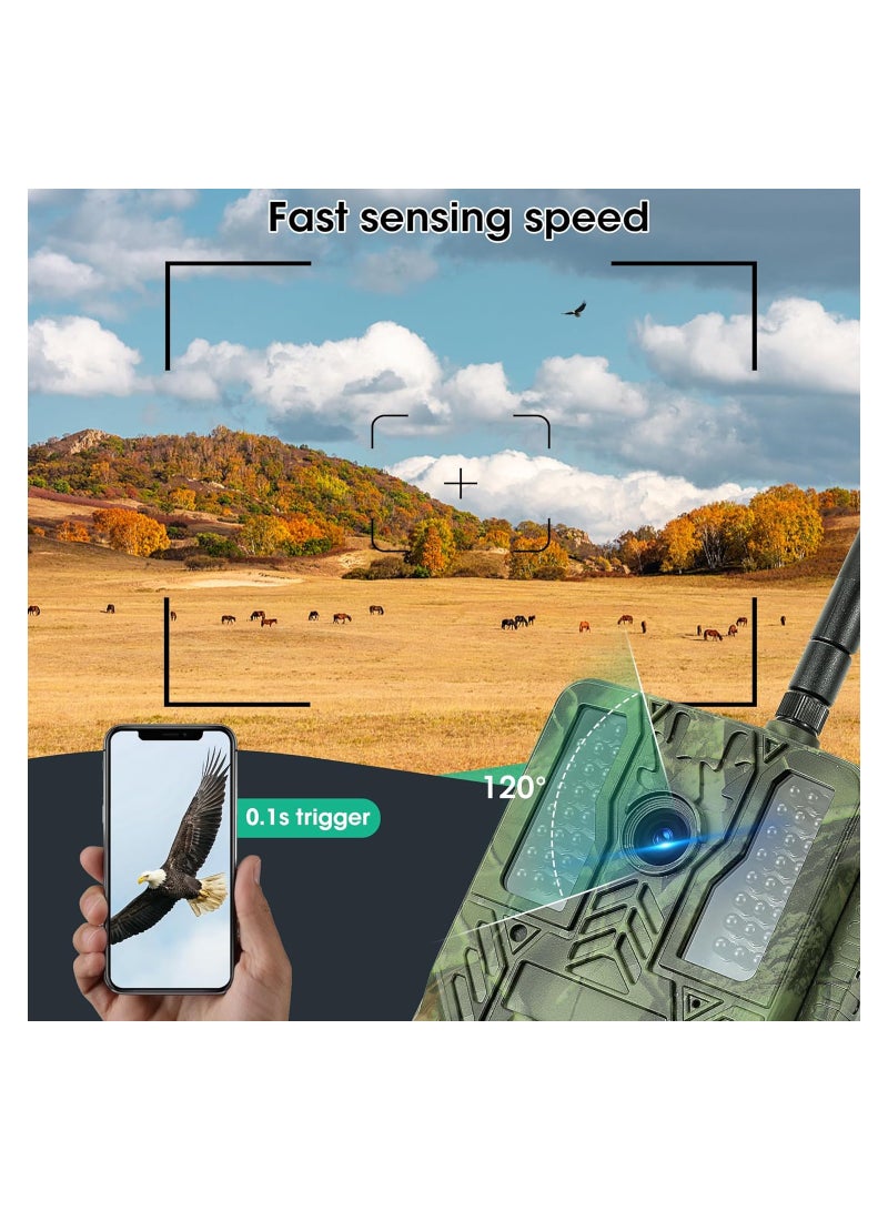 Trail Camera, 4K 48MP WiFi Hunting Game Camera, 0.2s Trigger Time Deer Trail Camera, Infrared Night Vision IP67 Waterproof Wireless Wide Angle Trail Camera, for Outdoor Wildlife Monitoring - Image 3