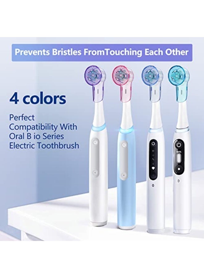 jaexest أغطية رأس فرشاة الأسنان لرؤوس فرشاة الأسنان Oral B iO، أغطية فرشاة الأسنان مناسبة لرأس فرشاة الأسنان الكهربائية المستديرة Oral B، أغطية رأس فرشاة iO للسفر والمنزل (4 قطع، ملونة) - Image 2