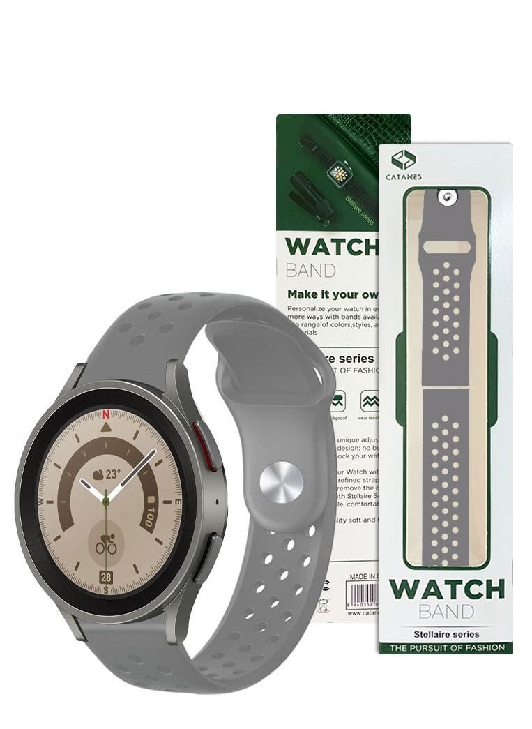 CATANES Samsung Galaxy Watch 5 Band Galaxy Watch 5 Pro Band Replacement Silicone Strap 20mm Smart Watch Wristband Compatible with Galaxy Watch5 (44mm/40mm) Galaxy Watch5 Pro (45mm) Grey  - Image 2