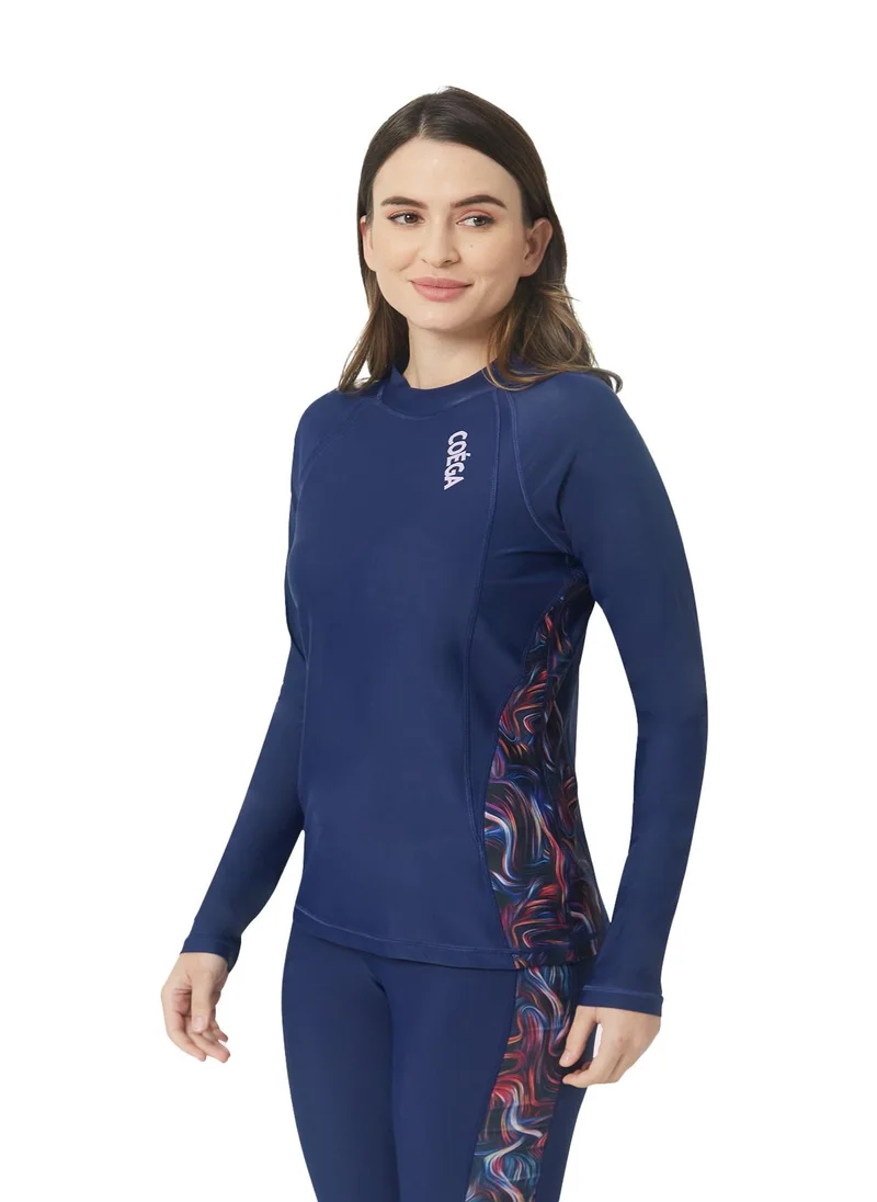 COEGA SUNWEAR COEGA Ladies Rashguard Long Sleeve - Navy Pink Swirls