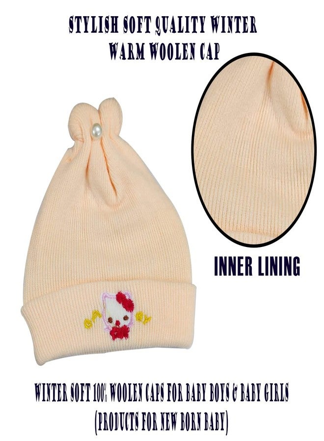 True Indian Soft Winter Woolen Monkey Cap for Baby | Baby Knit Hat | Baby Girls Boys Winter Hat | Woolen Cap for Baby Boys & Baby Girls | Baby Monkey Cap Multicolor (3-6 Months, Orange & Blue) - Image 3