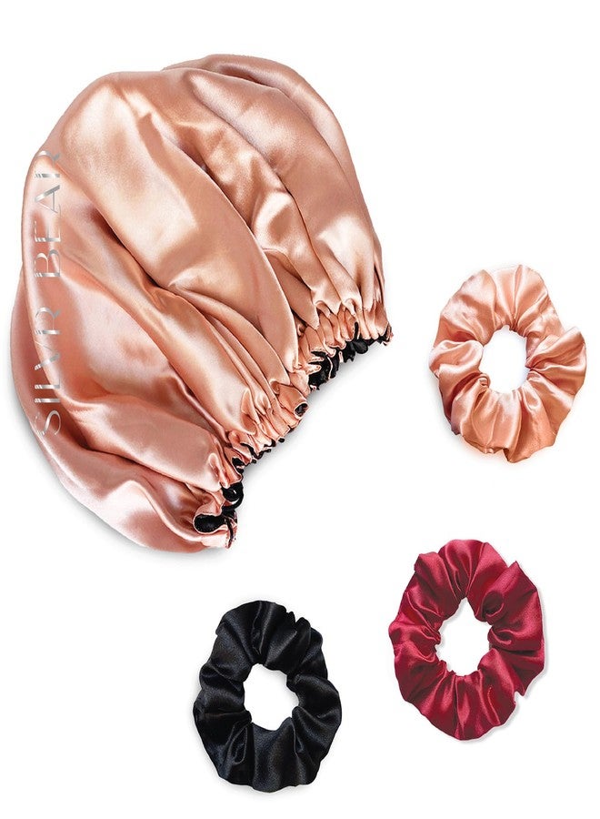 SILVR BEAR Satin Hair Bonnet for Sleeping | Reversible Bonnet | Soft and Comfortable Satin Bonnet for Women | Hair Sleeping Cap for Natural Hair - Rose Gold - Image 1