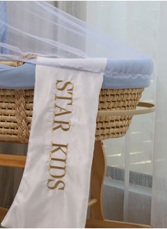 StarKids Baby Moses Basket Cradle With A Rocking Stand, Light Blue  - Image 1