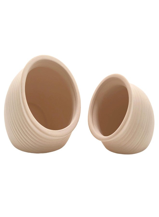 M2cbridge Pottery Ceramic Jar Natural Clay Vase Cichlid Small Fish Shrimp to Play Hide Breed Habitat(Creamy Clay, 2pcs) - Image 1