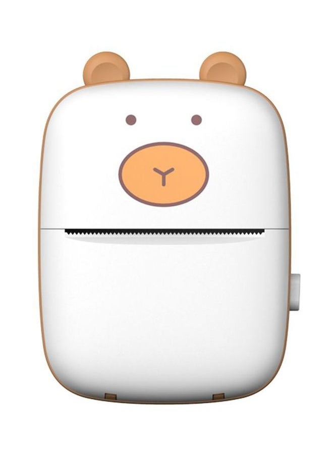 NIBEMINENT Portable Animal Designed Thermal Receipt Printer 10.5x8x3cm White/Brown  - Image 1
