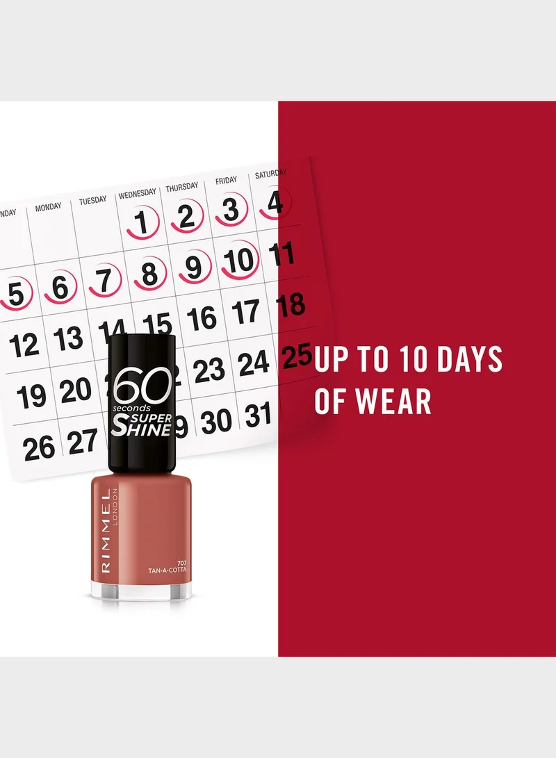 RIMMEL LONDON Rimmel 60 Seconds Super Shine Nail Polish – 707 – Tan-A-Cotta, 8ml