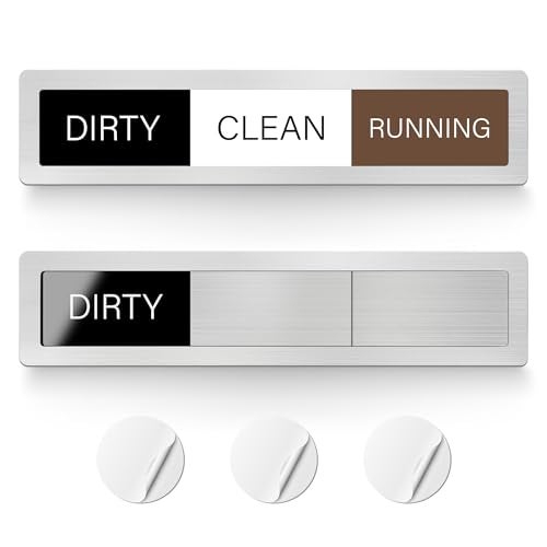 EliteSign Dishwasher Magnet Clean Dirty Sign, 3 Options with Running Options,Brushed Silver Dishwasher Magnet Easy to Switch, Residue Free Adhesive Included - Image 1