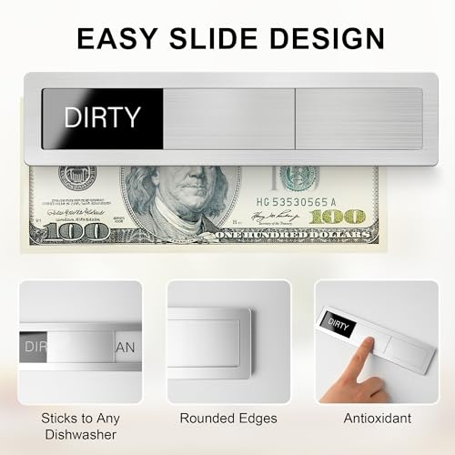 EliteSign Dishwasher Magnet Clean Dirty Sign, 3 Options with Running Options,Brushed Silver Dishwasher Magnet Easy to Switch, Residue Free Adhesive Included - Image 3