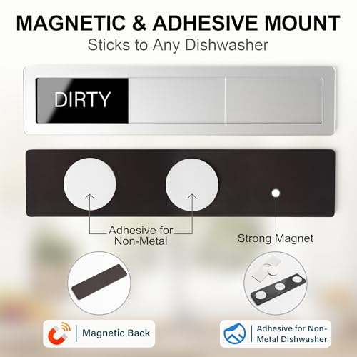 EliteSign Dishwasher Magnet Clean Dirty Sign, 3 Options with Running Options,Brushed Silver Dishwasher Magnet Easy to Switch, Residue Free Adhesive Included - Image 4