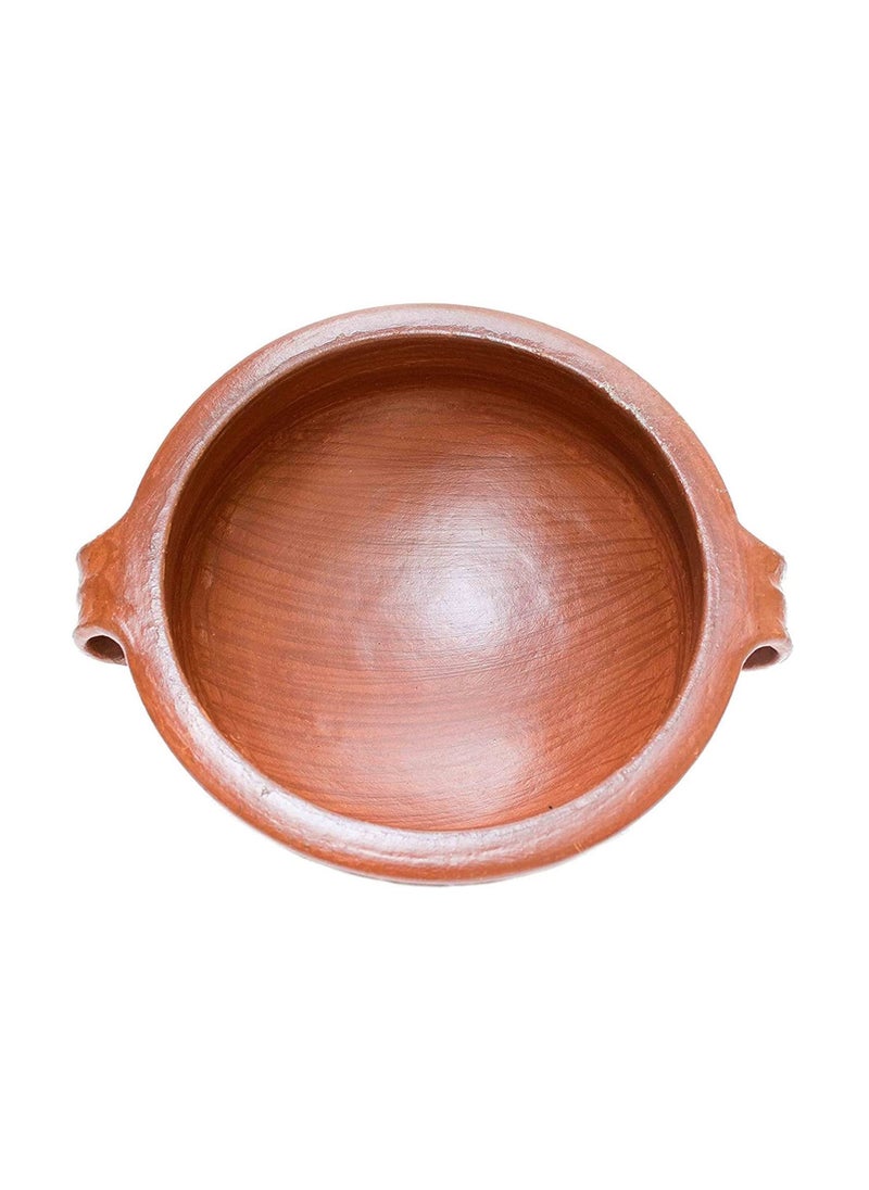 TAJ Handmade Earthen Clay Pot Kadai with Stainless Steel Lid Made by Indian Artisan, Red  - Image 3