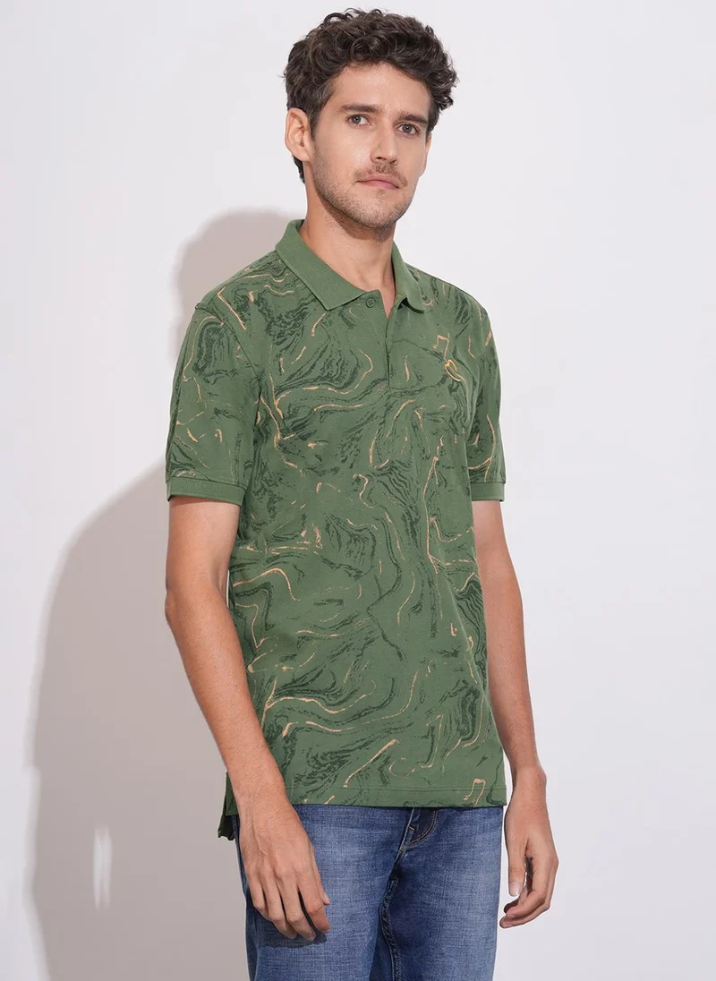 Being Human Men Printed Polo Collar Pure Cotton T-shirt