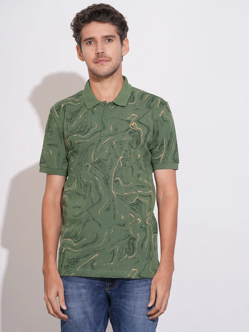 Being Human Men Printed Polo Collar Pure Cotton T-shirt